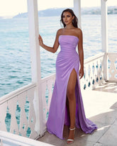 Gorgeous Strapless Mermaid Evening Dress Pleats With Split Long Online